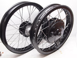 77 Yamaha XS650 D Front & Rear wheel Rims Cafe Bobber Wheels New Spokes Black